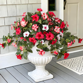 VGNQA artificial petunia red bloom for outdoor porches and low-maintenance color.