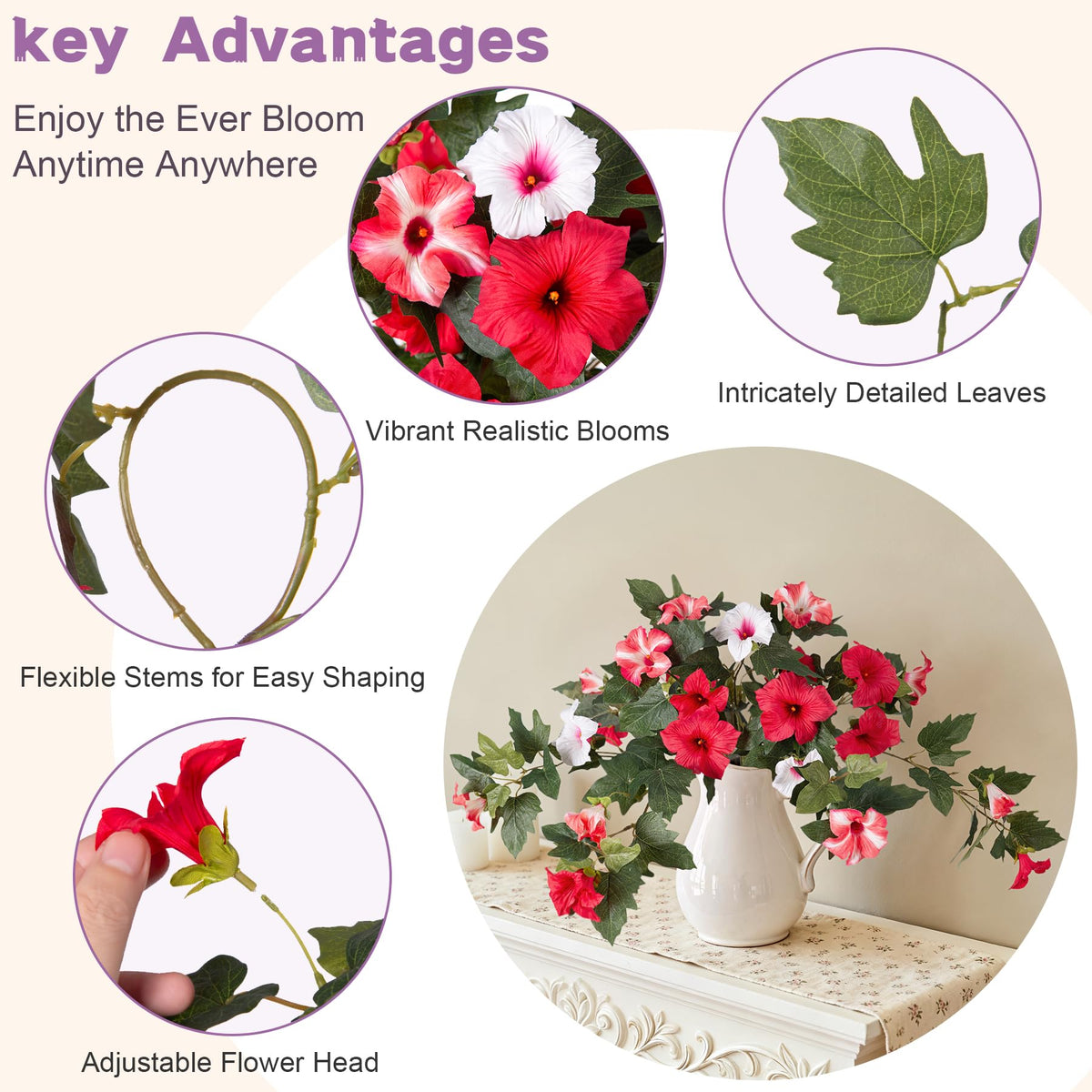 VGNQA artificial petunia white bloom adds subtle elegance to outdoor spaces.