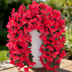 VGNQA fake bougainvillea outdoor vines in a hanging planter for year-round color.