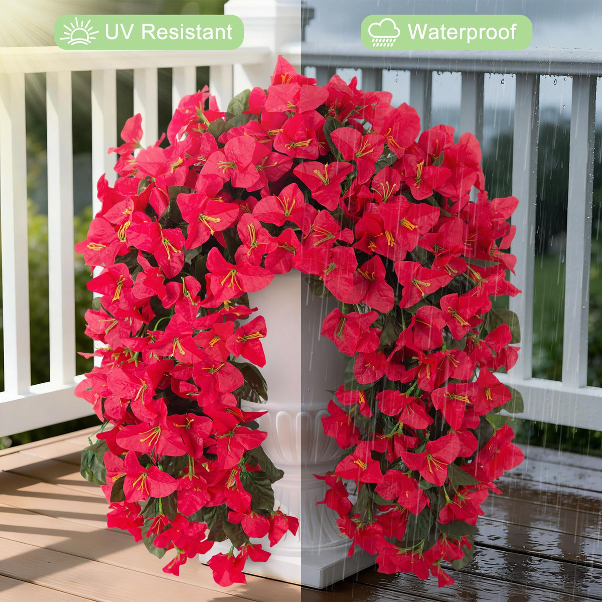 VGNQA fake bougainvillea outdoor vines on patio for lush maintenance-free décor.