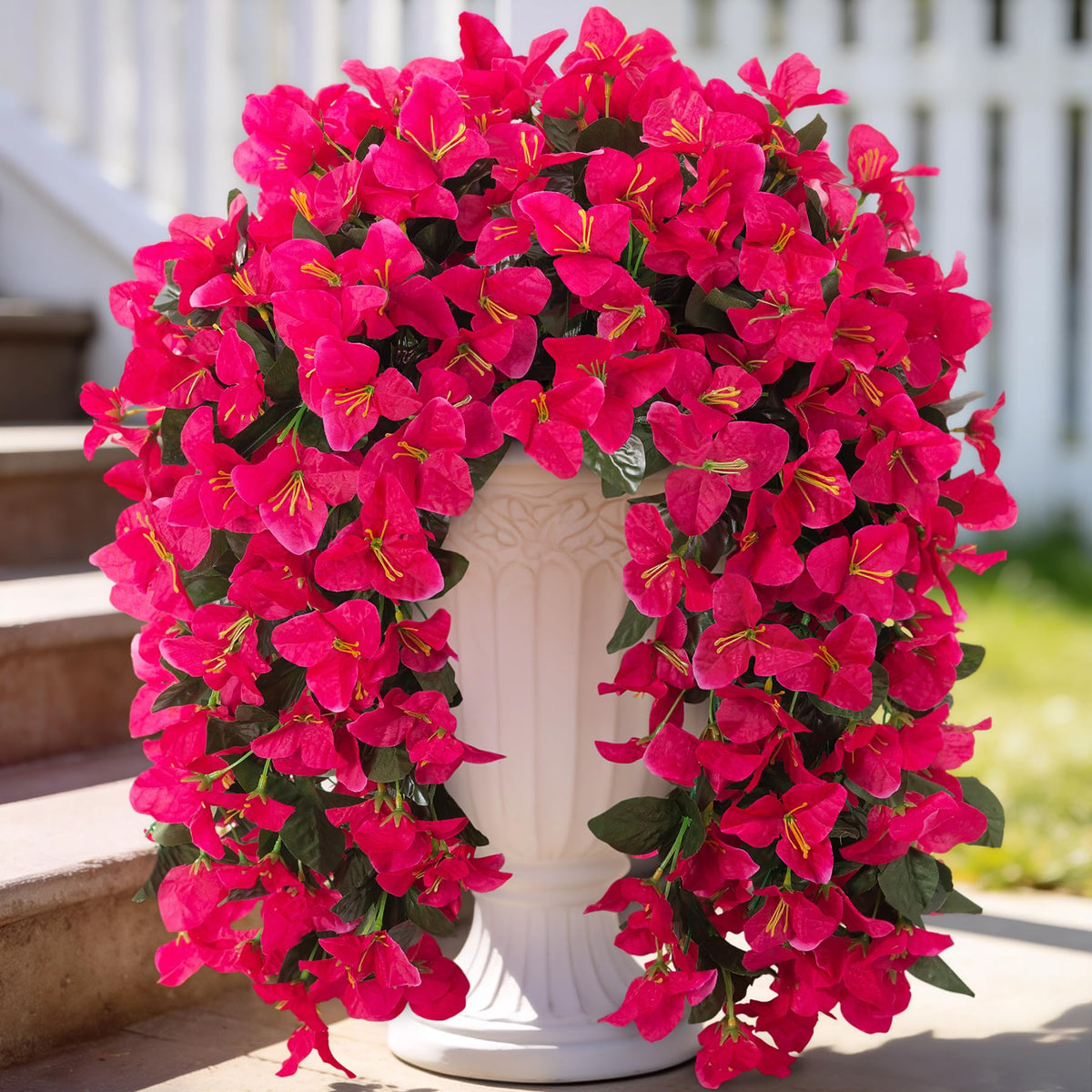VGNQA fake bougainvillea trailing vines for outdoor use, UV resistant and vibrant