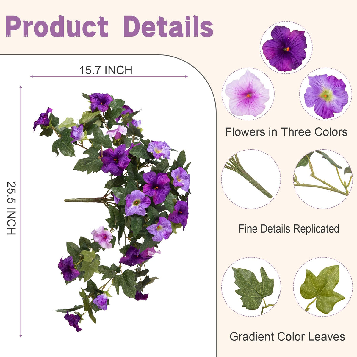VGNQA packaging note: faux-flowers arrive slightly flattened to be reshaped