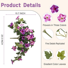 VGNQA petunia stems measure 25.5 by 15.7 inches with 2.7 inch blooms.