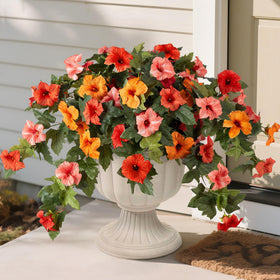 VGNQA petunias orange outdoor; UV-resistant faux blooms for durable year-round garden color.