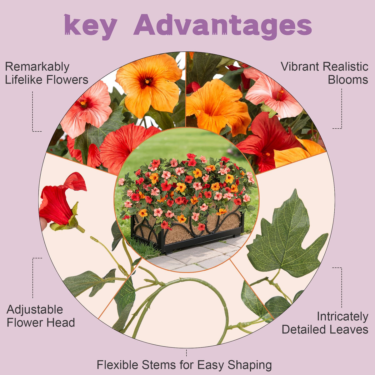 VGNQA 2-pack orange petunias for outdoor use, each stem 25.5 inches tall.