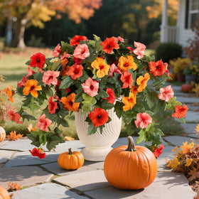 VGNQA artificial petunias orange outdoor kit designed for patio and balcony charm.