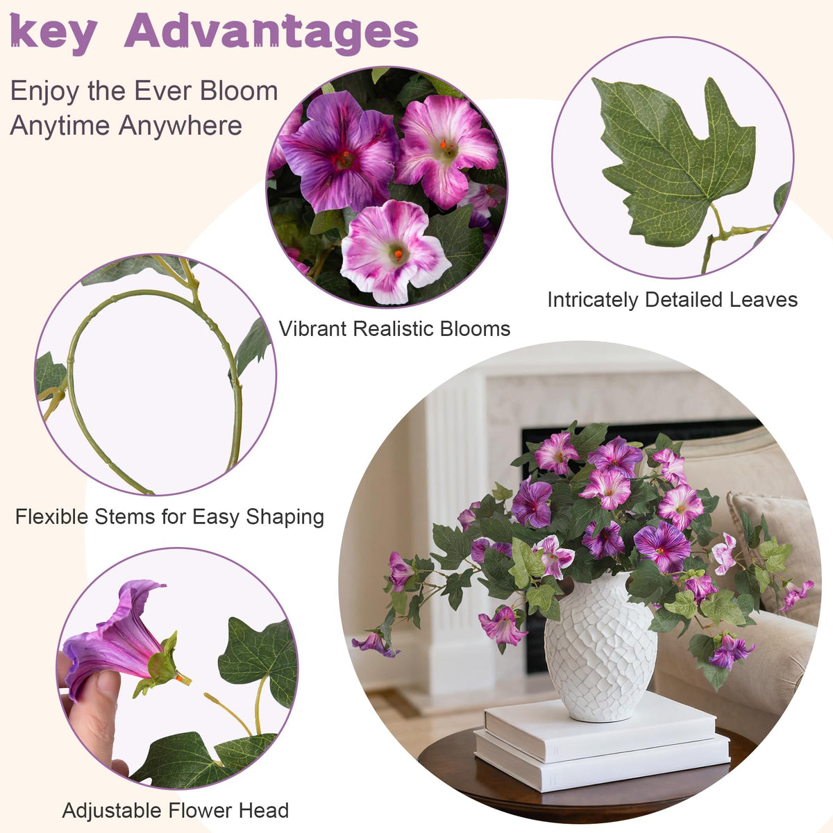 VGNQA silk petunia foliage provides realistic greenery.