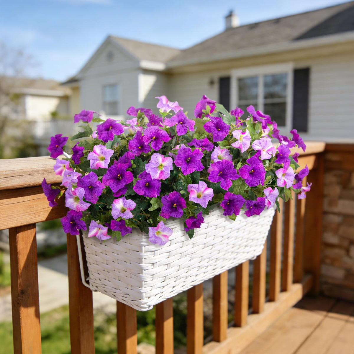 VGNQA UV-resistant faux petunia plants prevent fading over time.