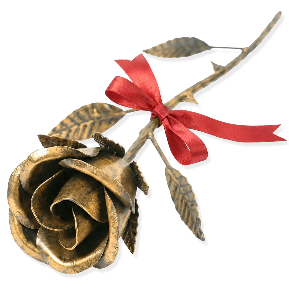VGYGLS Bronze Rose: petal close-up with handcrafted detail and bronze finish.
