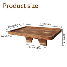 Vibaruta sofa tray round wood supports snacks and remotes.