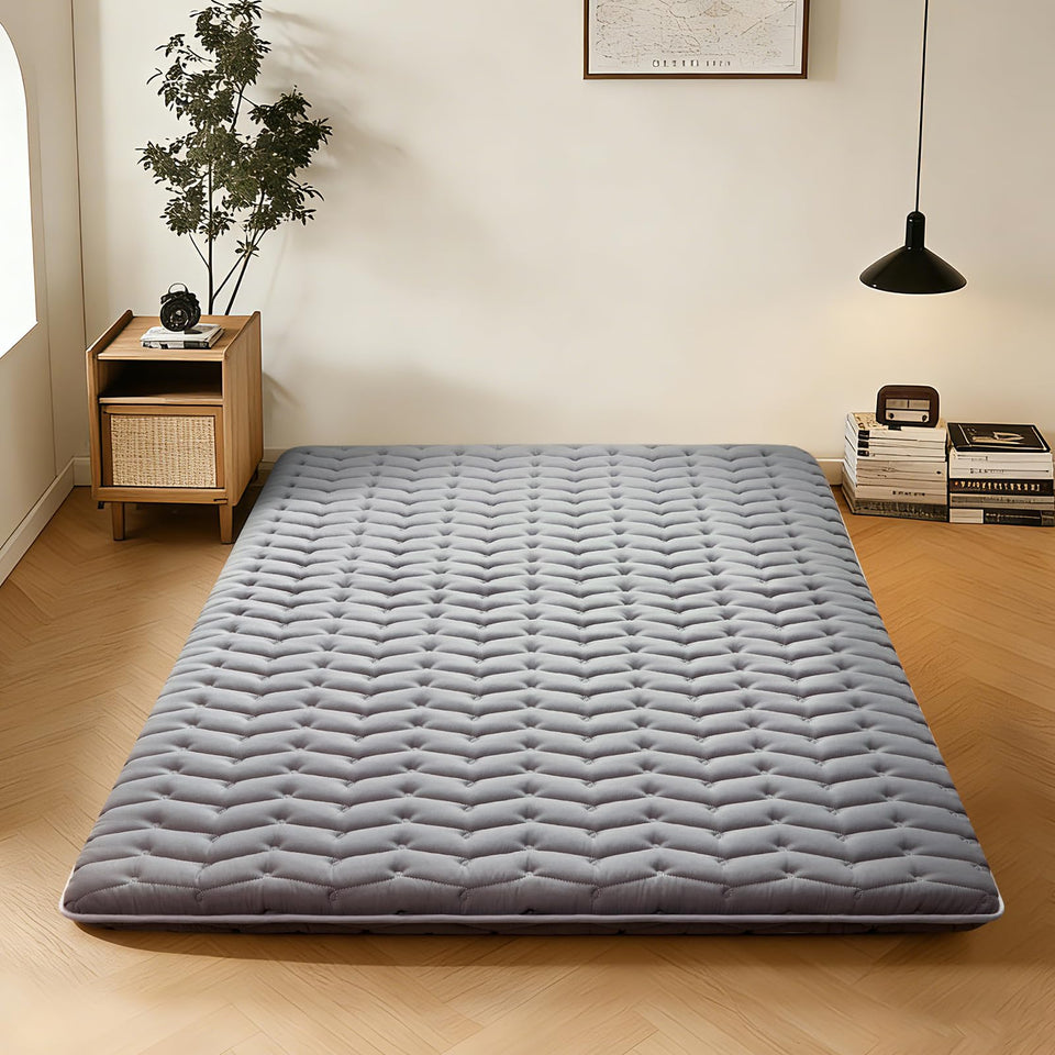 Vibe bear premium foam futon queen front view, showcasing sturdy support and versatile comfort.