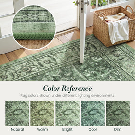 Vibrug Sage Green rug package preview shows folded delivery with care guidance.
