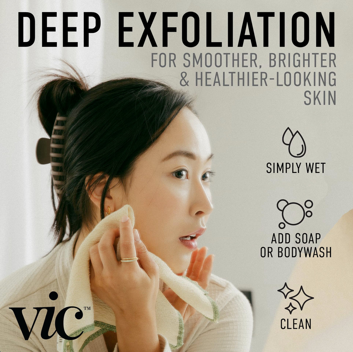 VIC Artisan Craftsmanship washcloth made in The Netherlands showcasing premium quality