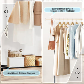 VICERII bottom shelf provides extra storage for shoes and boxes.