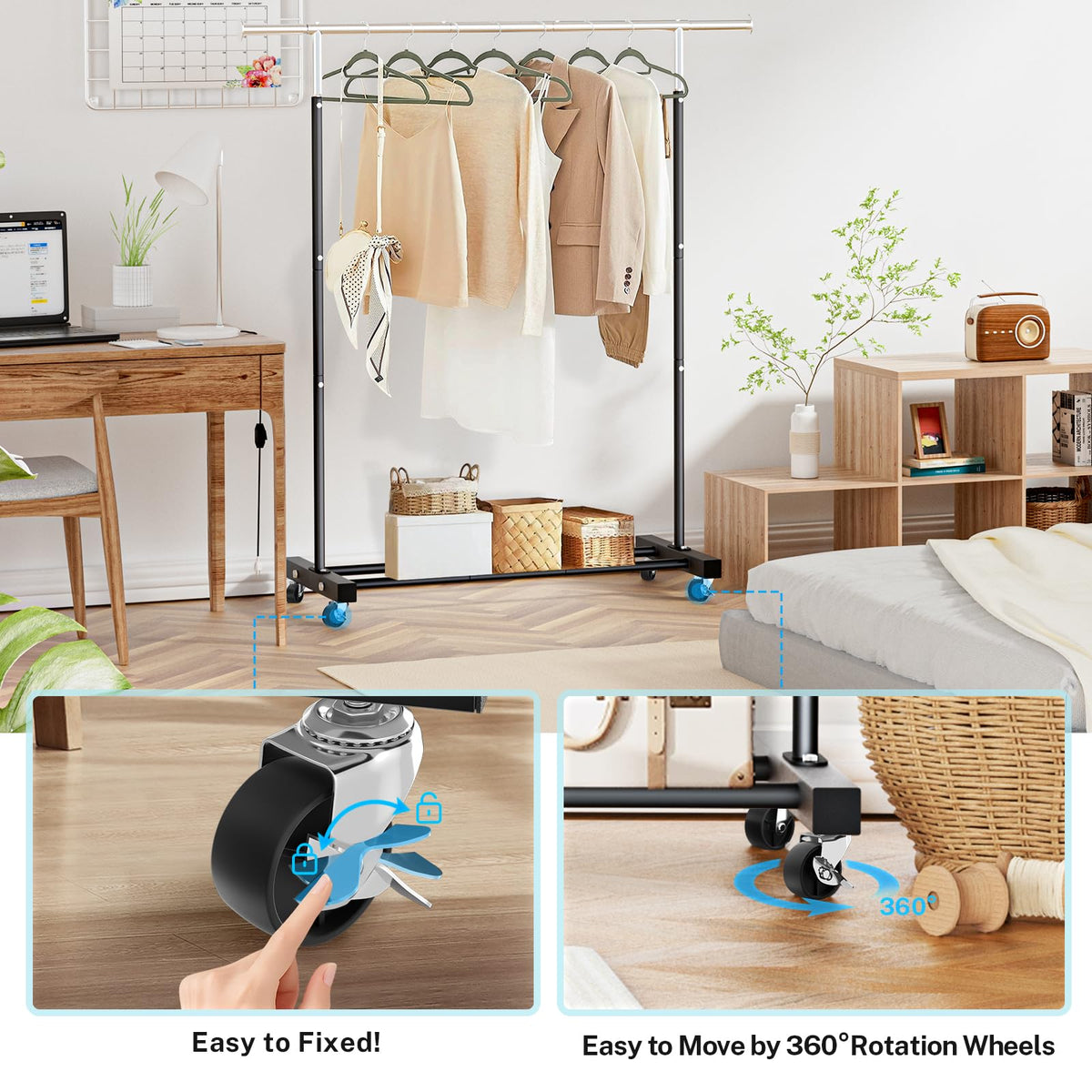 VICERII extension rods offer additional hanging space for accessories.