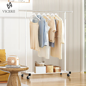 VICERII rolling wardrobe rack with wheels for easy movement between rooms
