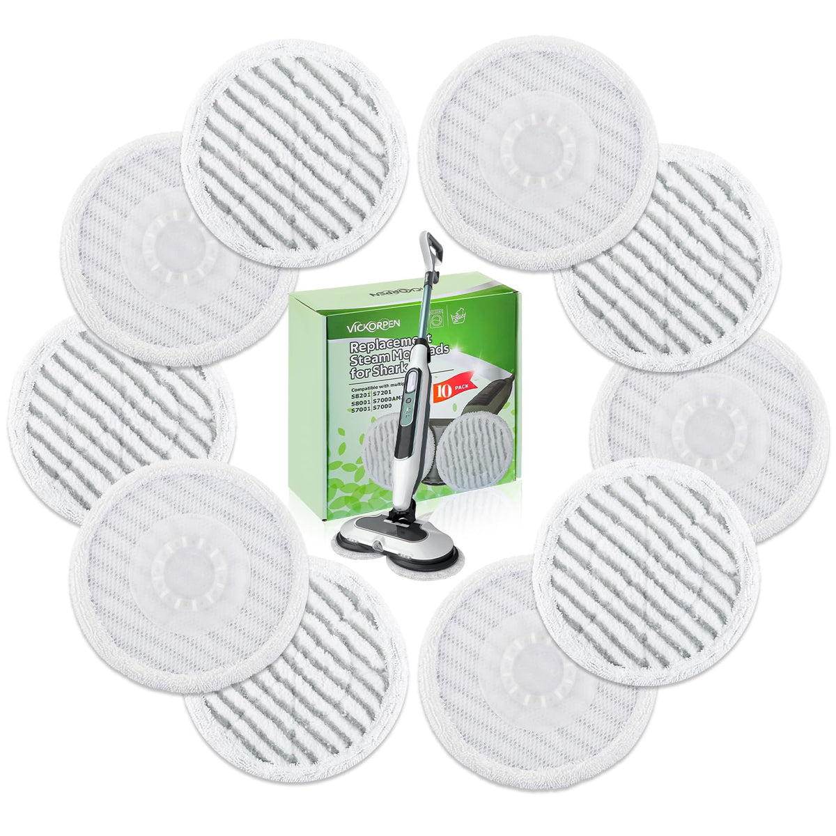 Vickorpen steam mop pad demonstrates a tight fit for Shark models for full-floor cleaning.