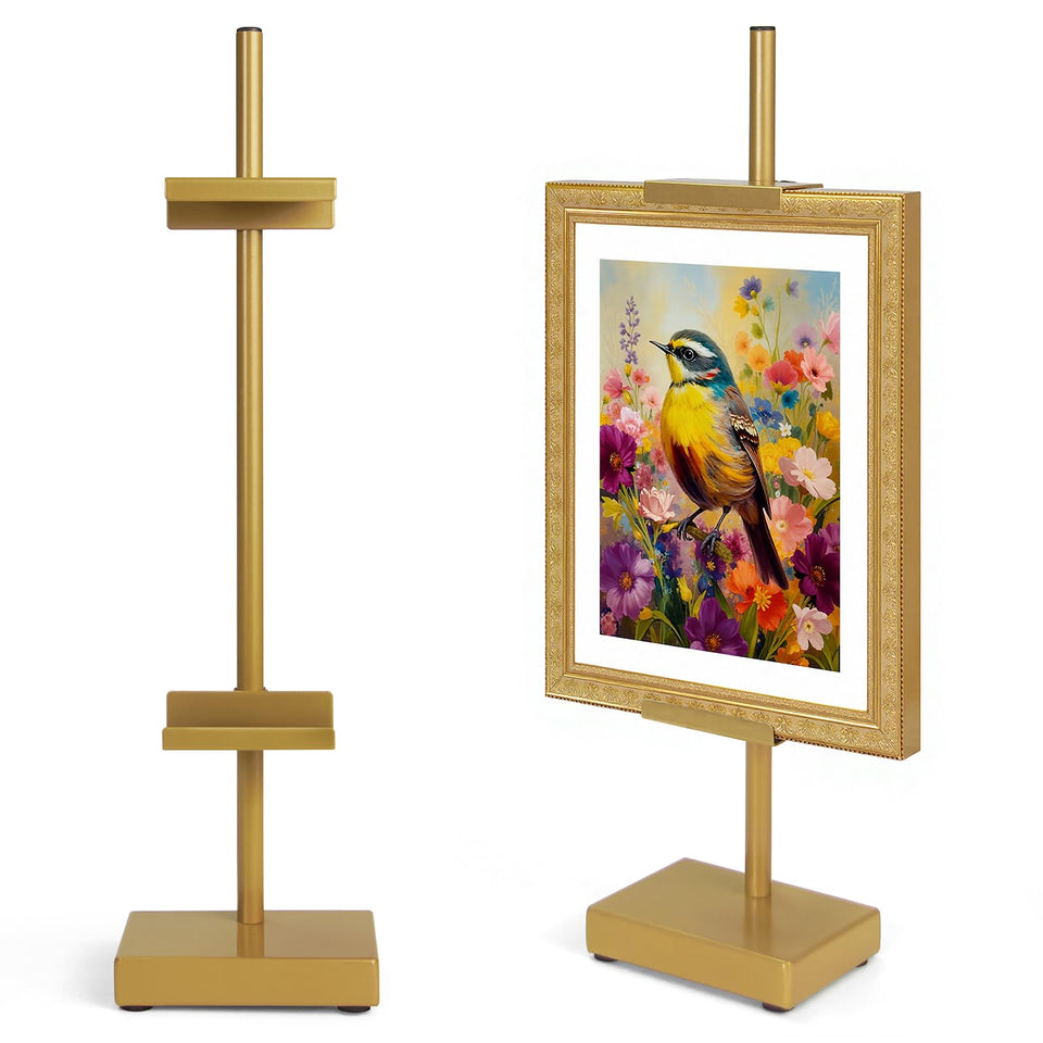 Victawks adjustable tabletop easel shows frames up to 17 inches with stable height