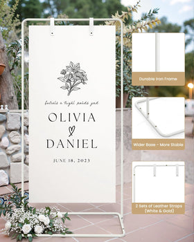 Victawks leather straps design bundle adds elegant security for signs and seating charts.
