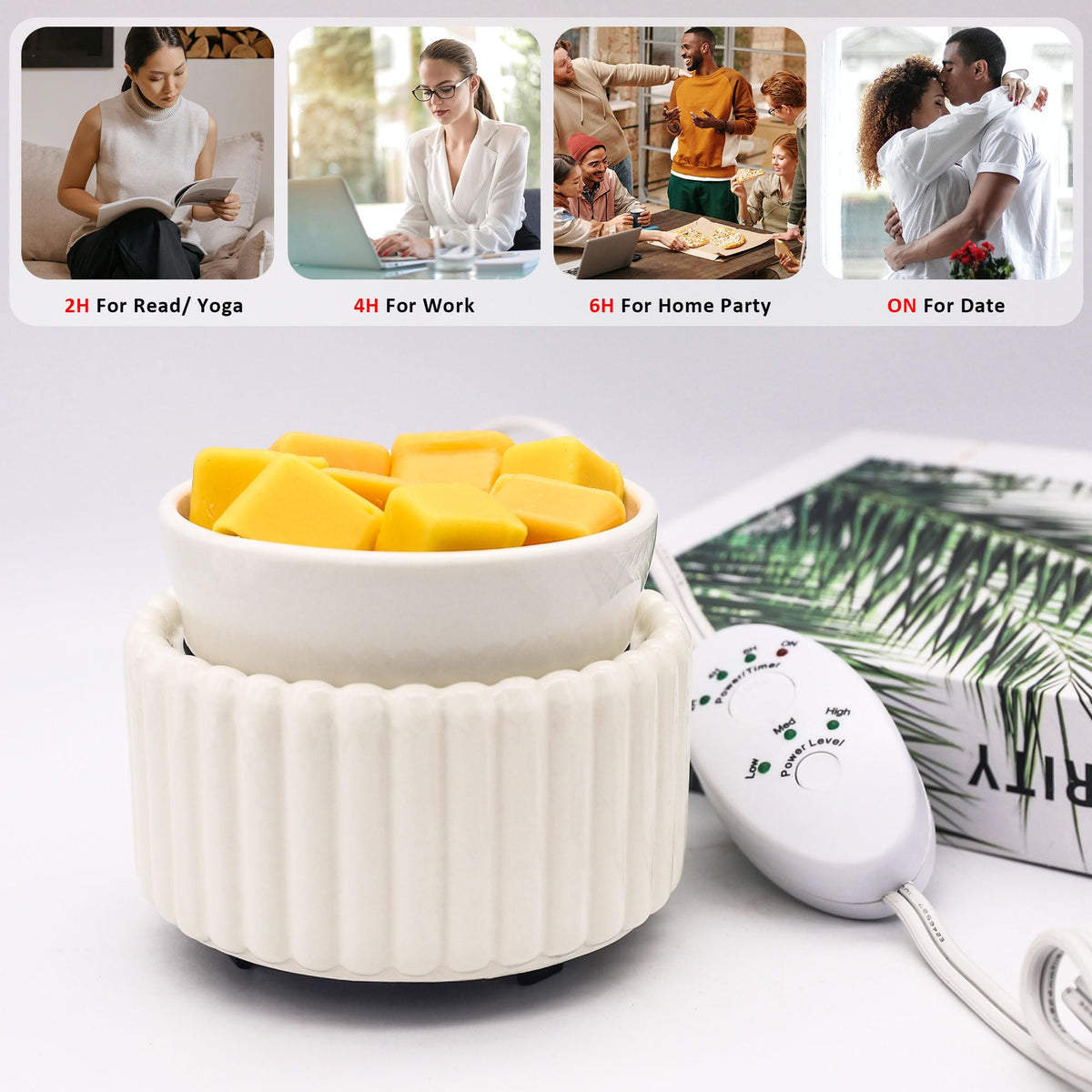Victoria Aroma ceramic wax warmer removable dish close-up shows easy scent changes.