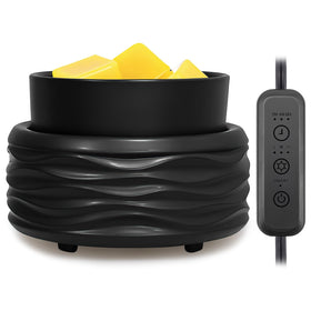 Victoria Aroma ceramic wax melt warmer with wave pattern enhances room ambiance with safe, even melting.