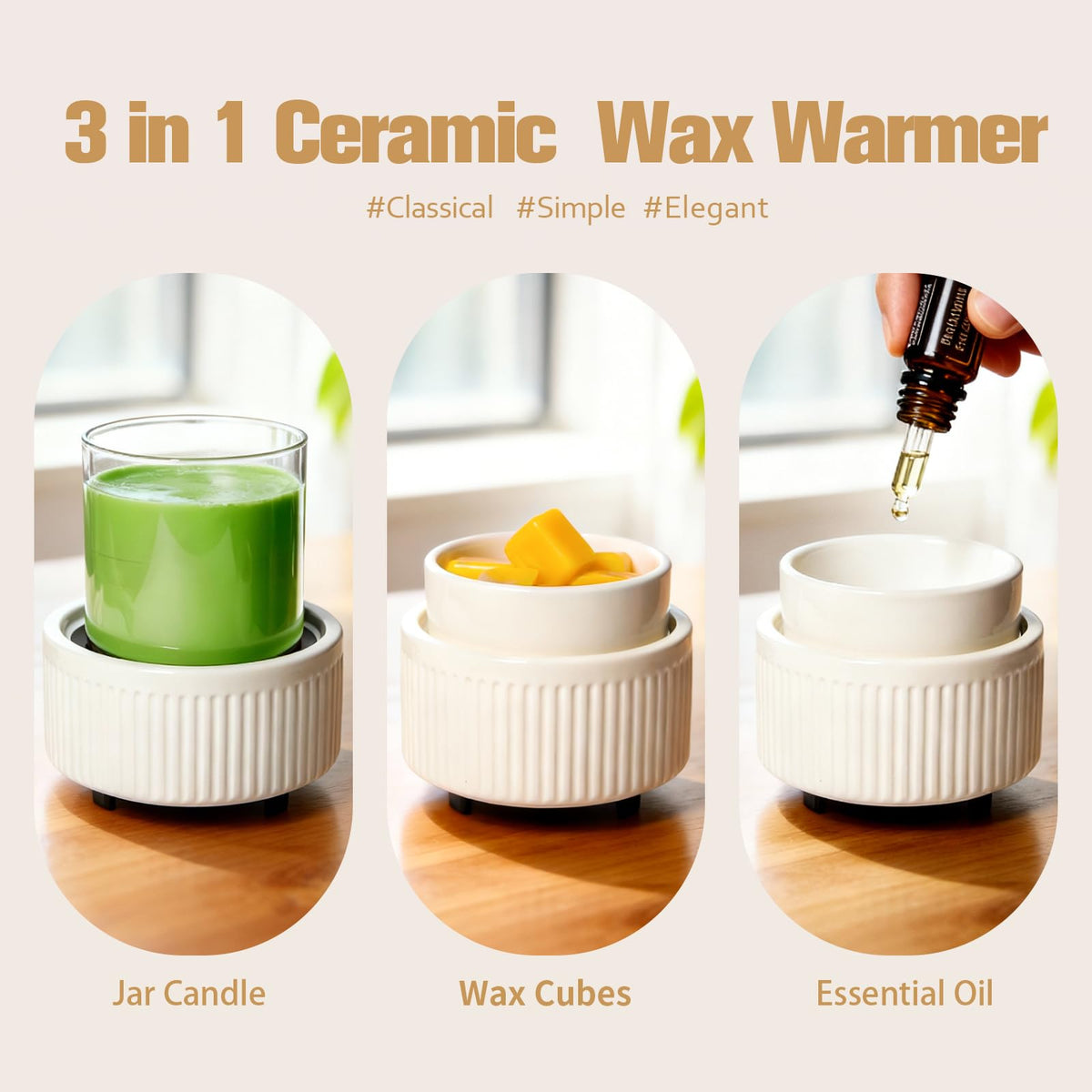 VICTORIA AROMA removable ceramic dish simplifies cleaning and upkeep.