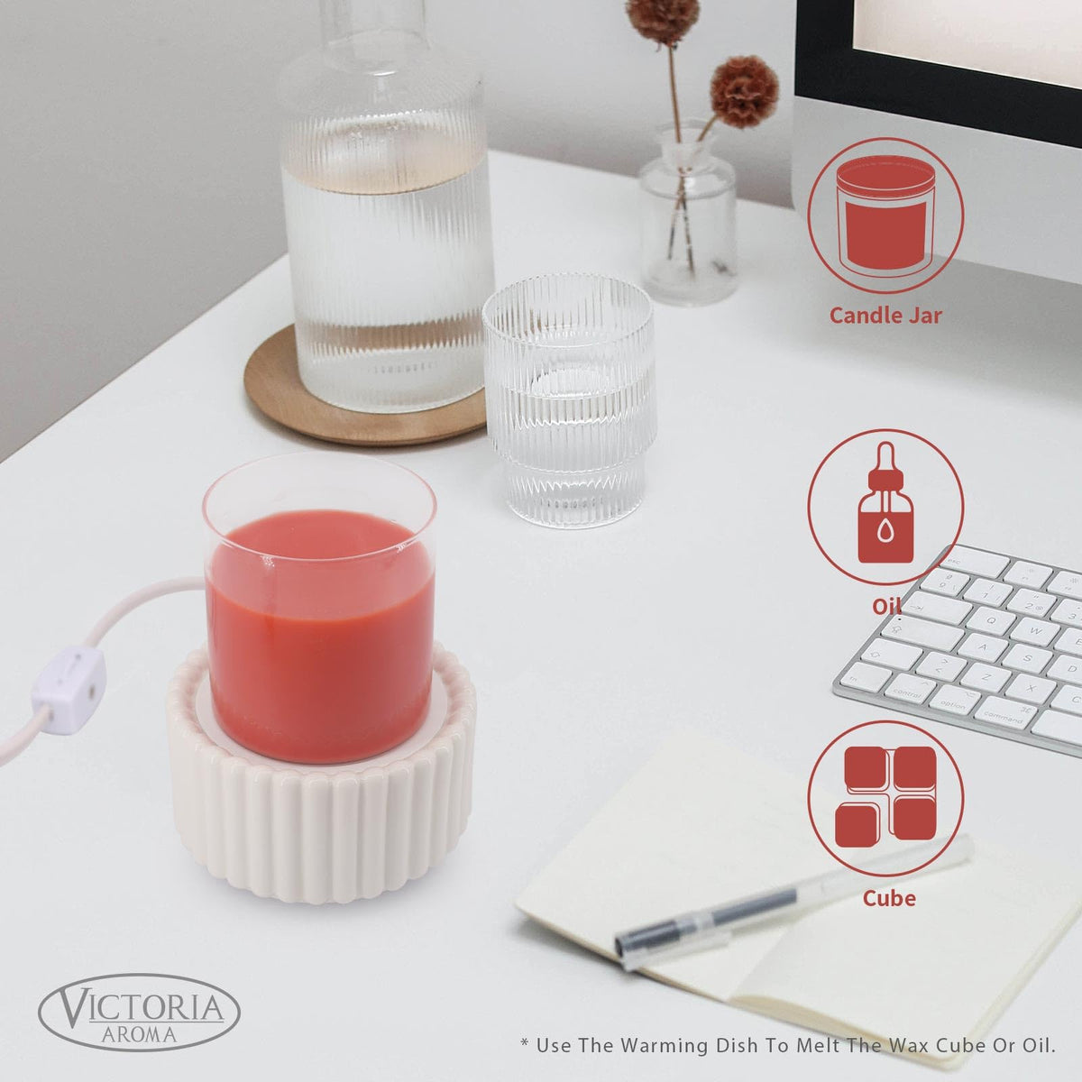 Victoria Aroma smoke-free wax warmer ideal for indoor use in bedrooms and offices