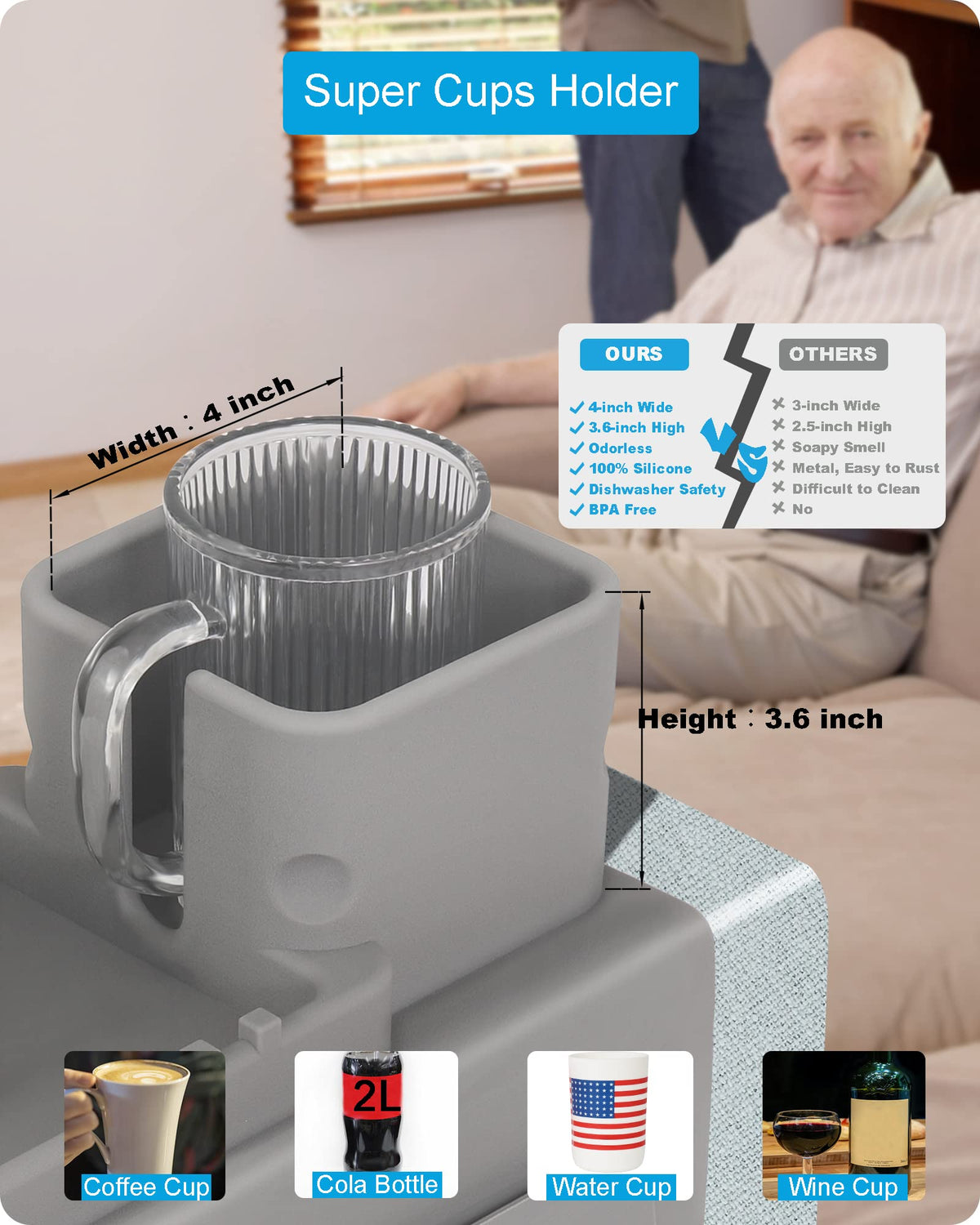 VIENFUT couch armtray with side pockets for remotes and phones.