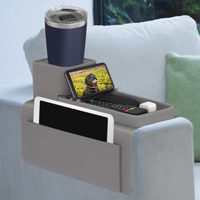 VIENFUT silicone couch cup holder with anti-slip tray keeps drinks stable on the sofa.
