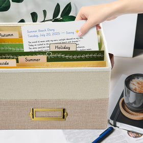 Close-up of 20 adjustable dividers for flexible card and photo sorting.
