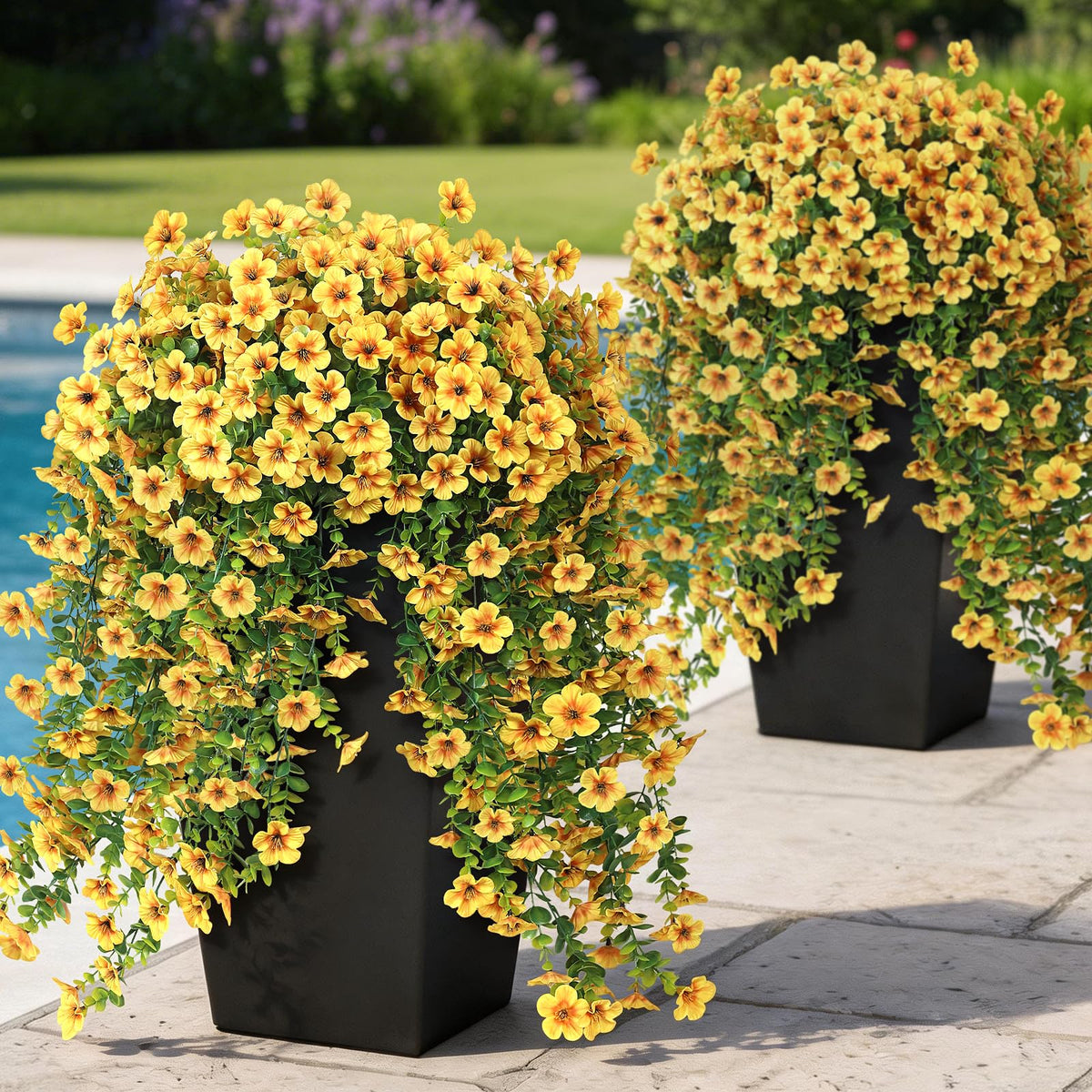 VIERENA four-bundle morning glory flowers yellow for vibrant outdoor decor