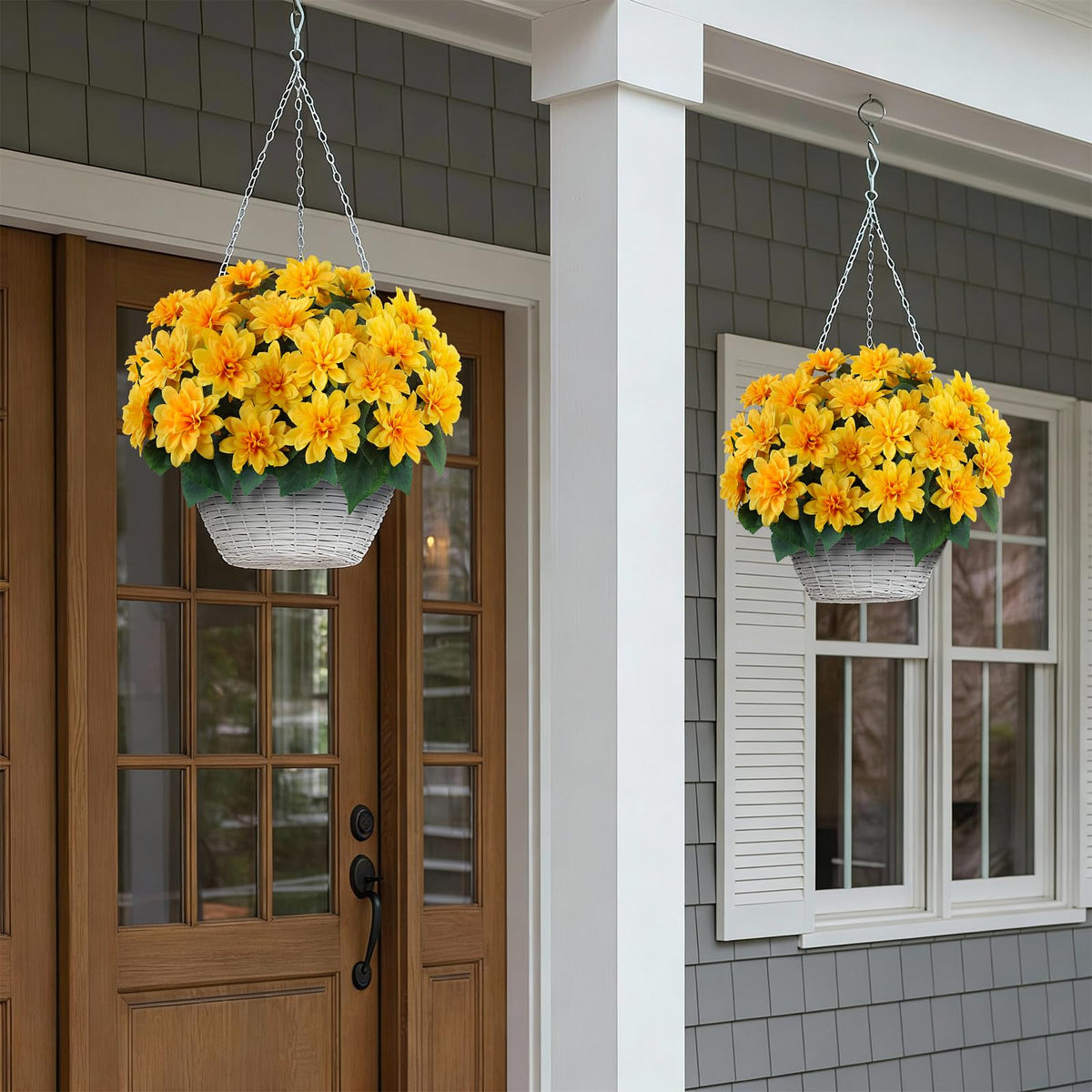 VIERENA garden border display with lush artificial dahlias adding color without maintenance