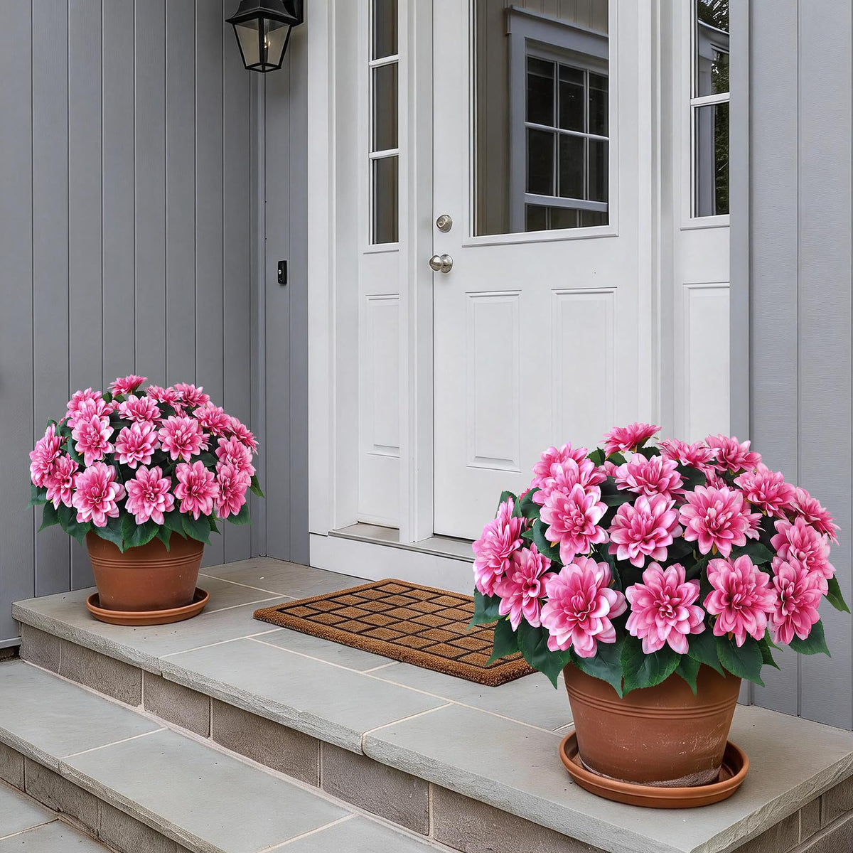 VIERENA pink artificial dahlias close-up reveal lifelike petals for indoor decor.