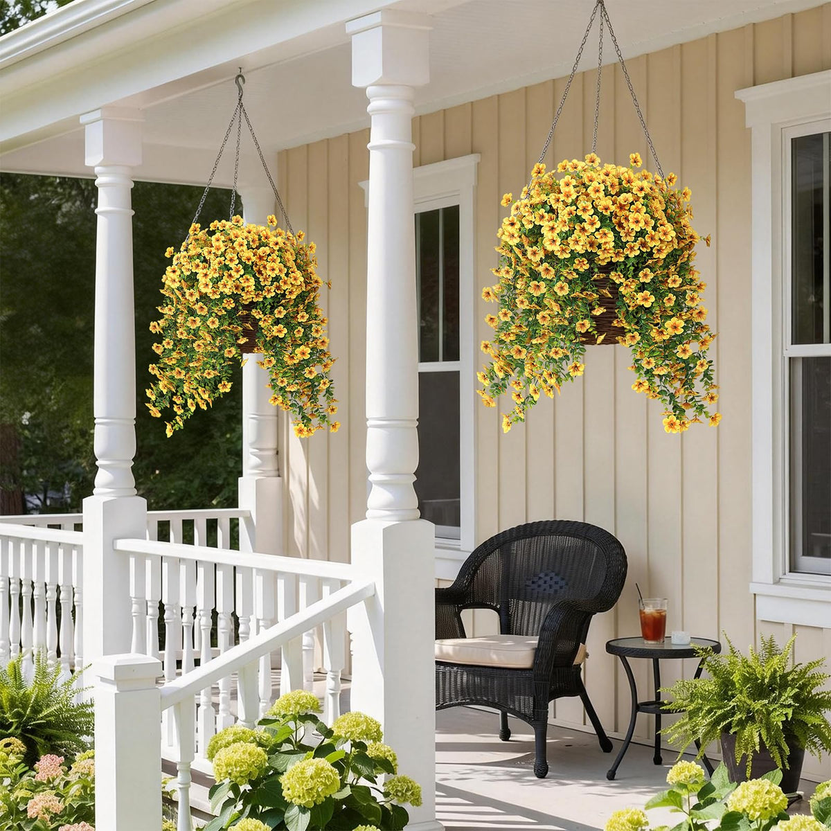VIERENA eucalyptus leaves add natural texture to yellow blooms