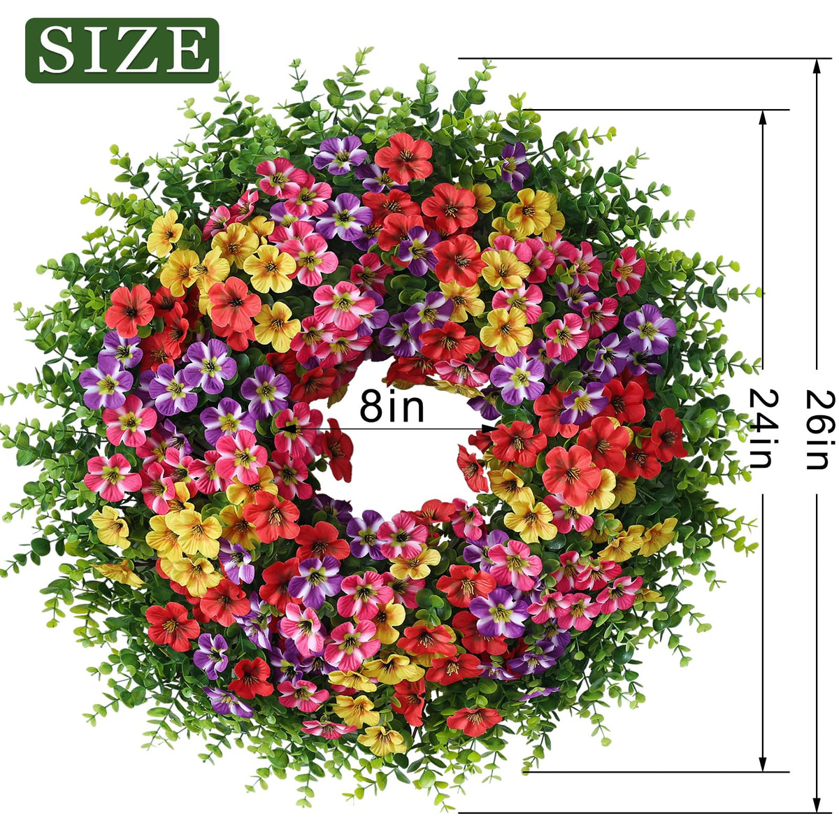 VIERENA mixed-color wreath ideal for farmhouse style and cozy indoor or porch scenes.