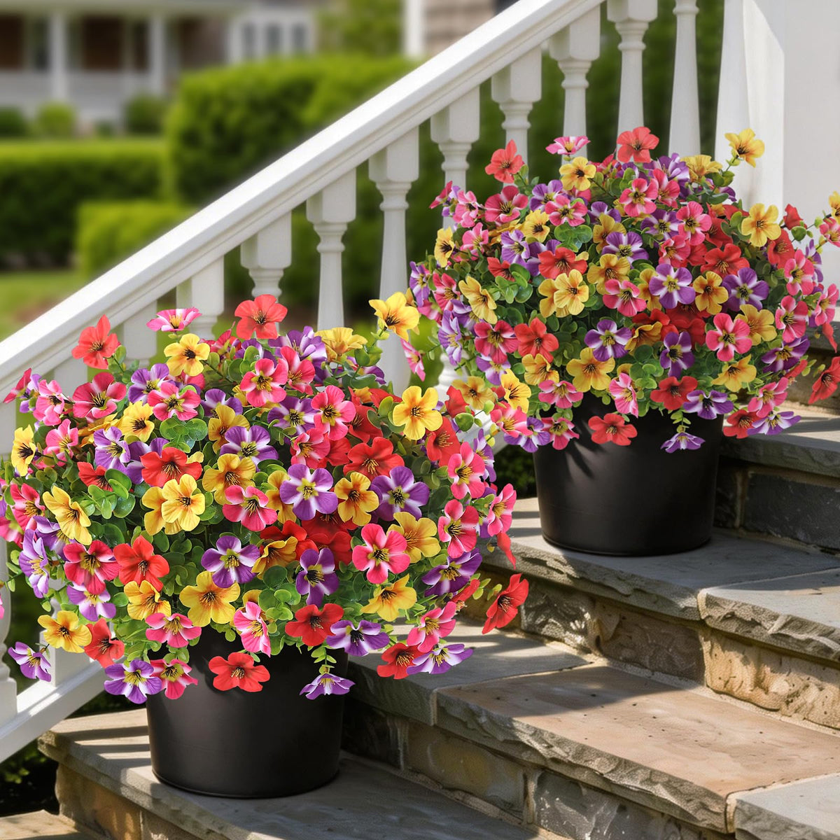 VIERENA morning glory and eucalyptus topiary ensemble, outdoor-ready decor