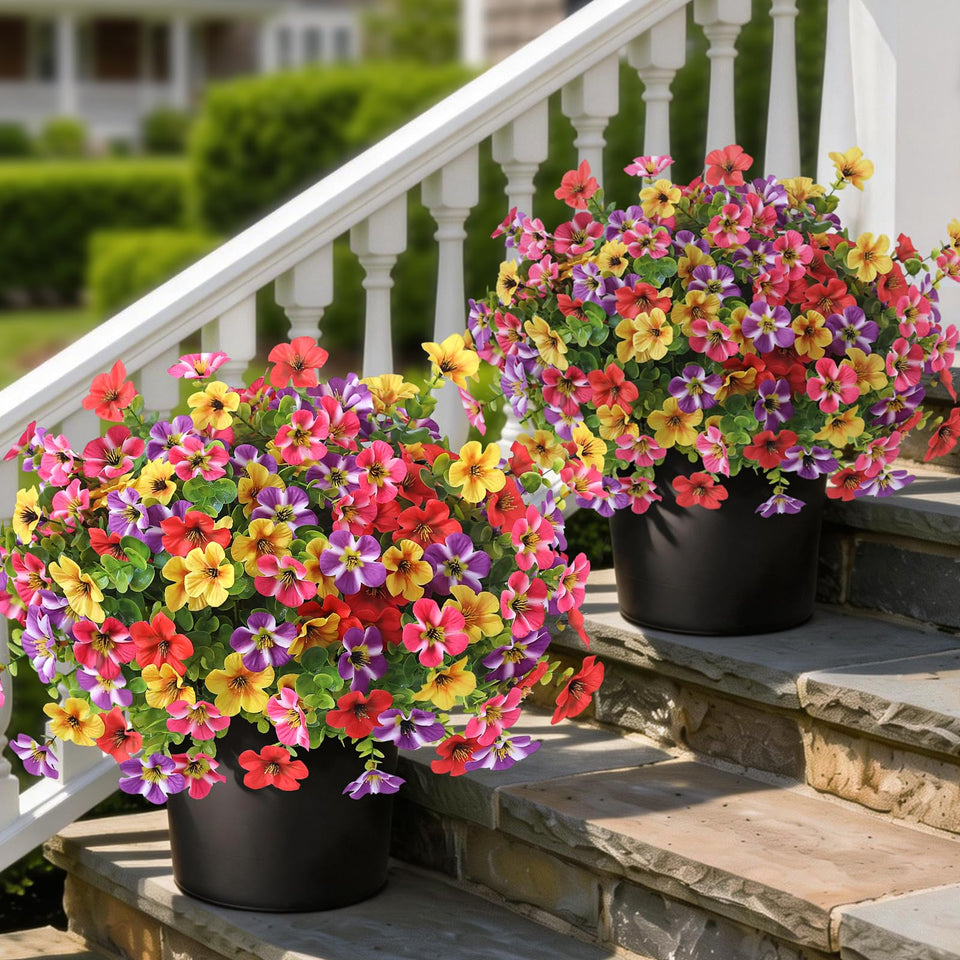 VIERENA morning glory and eucalyptus topiary ensemble, outdoor-ready decor