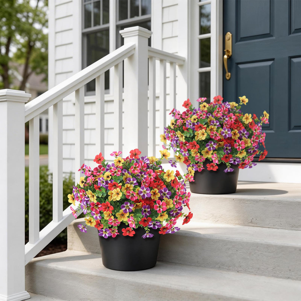 VIERENA welcoming entryway scene with morning glory topiaries
