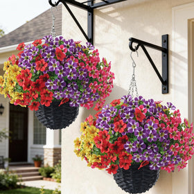 VIERENA morning glory hanging basket with vibrant blooms for porch decoration and curb appeal