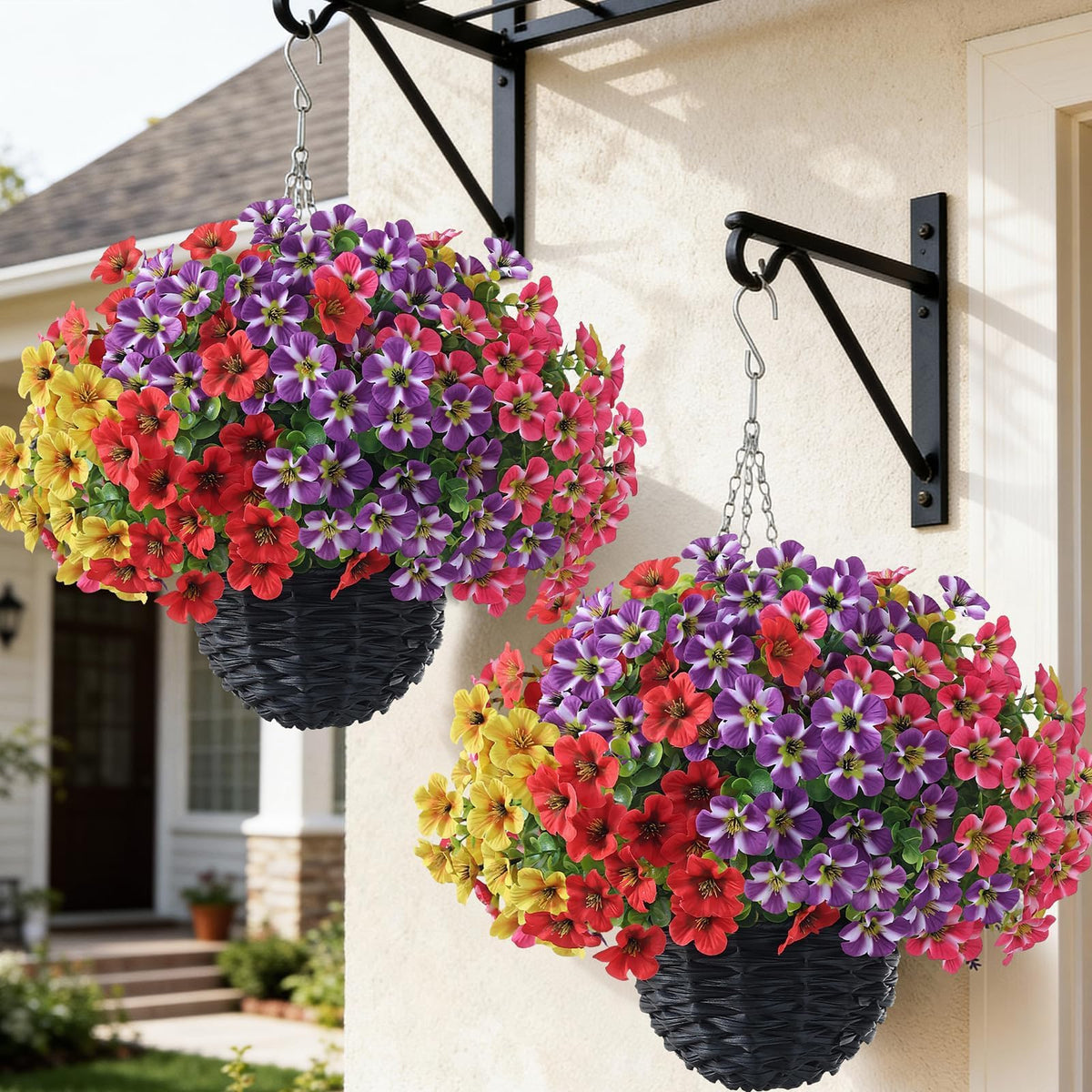 VIERENA morning glory hanging basket with vibrant blooms for porch decoration and curb appeal