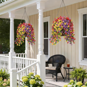 Vierena Morning Glory rose-red bundle hanging enhances balcony color.