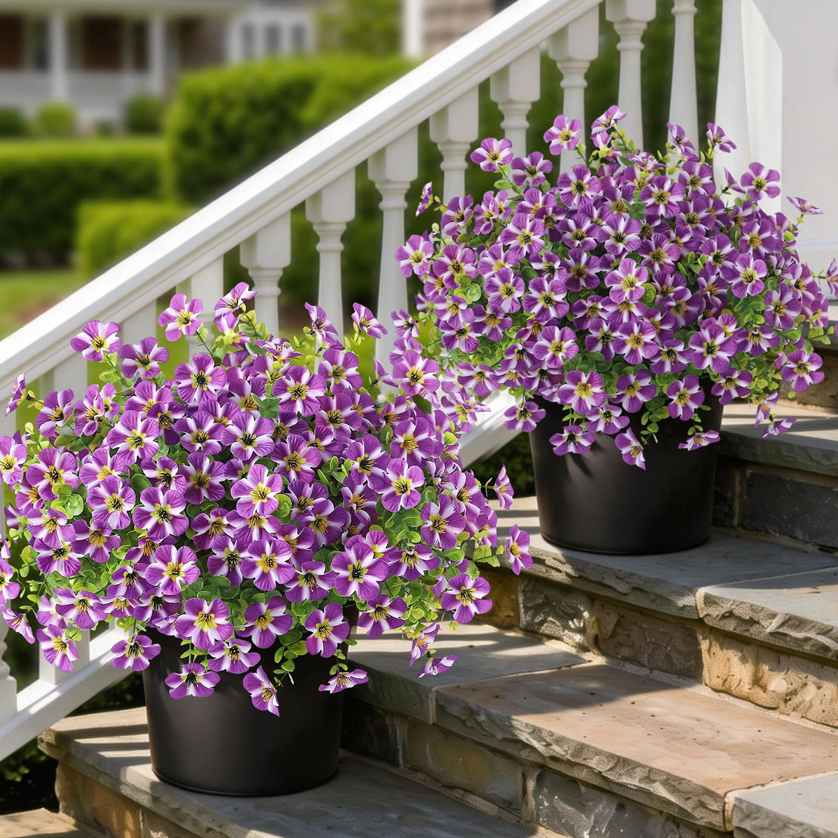 VIERENA two-pack morning glory topiary for front door adds year-round curb appeal.