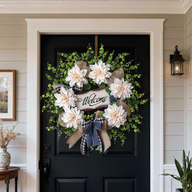 VIERENA waterproof and sunscreen resistant wreath stays vibrant through seasons.