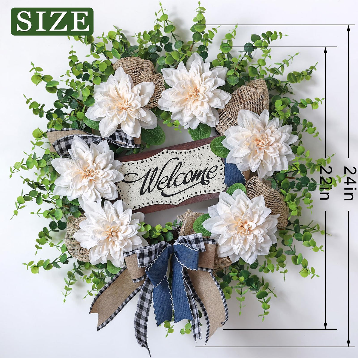 VIERENA wreath on front door demonstrates versatile year round decor.