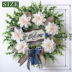 VIERENA wreath on front door demonstrates versatile year round decor.