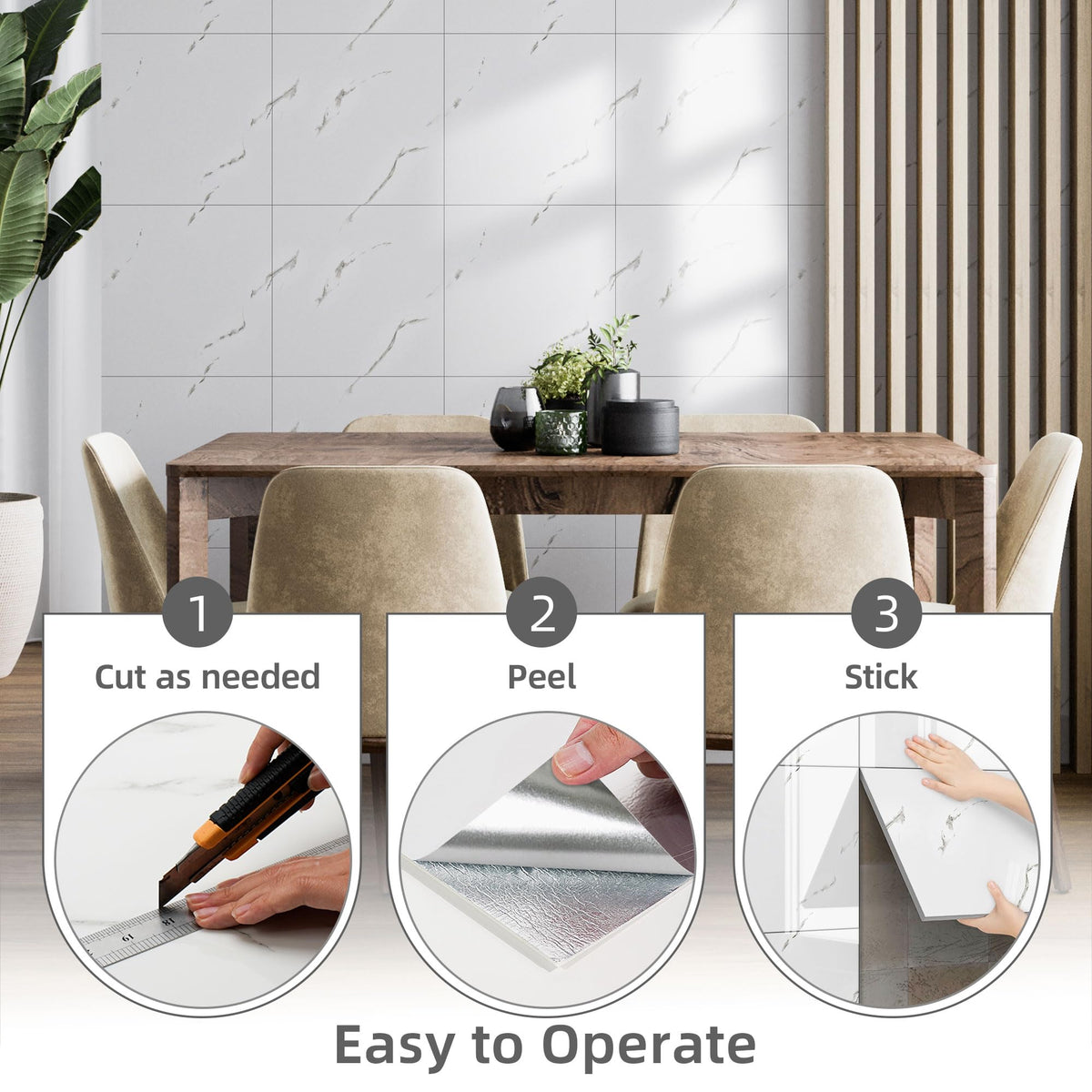 Vieshful marble-look finish brightens small spaces affordably.