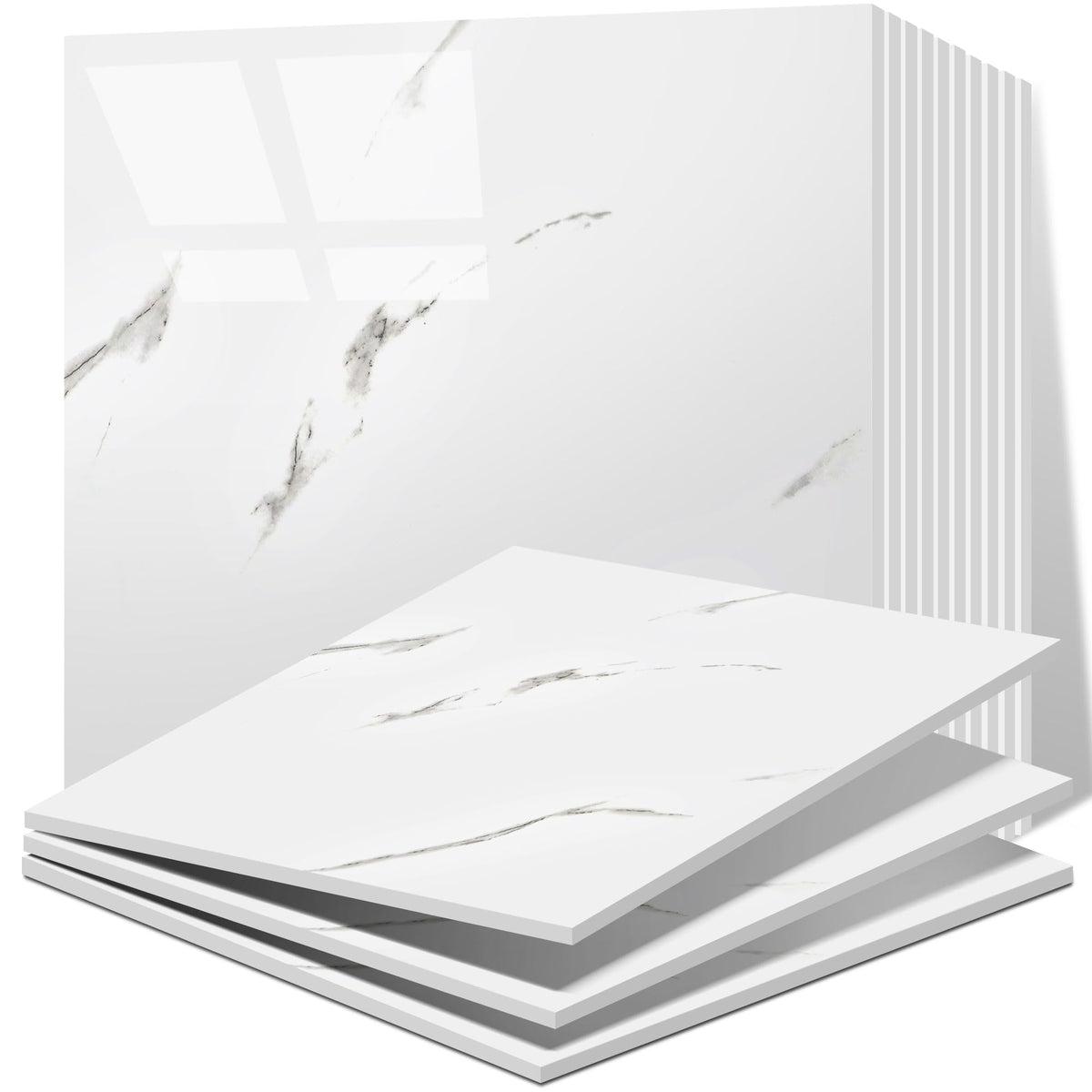 Vieshful marble backsplash tiles provide luxurious kitchen styling and easy cleaning.
