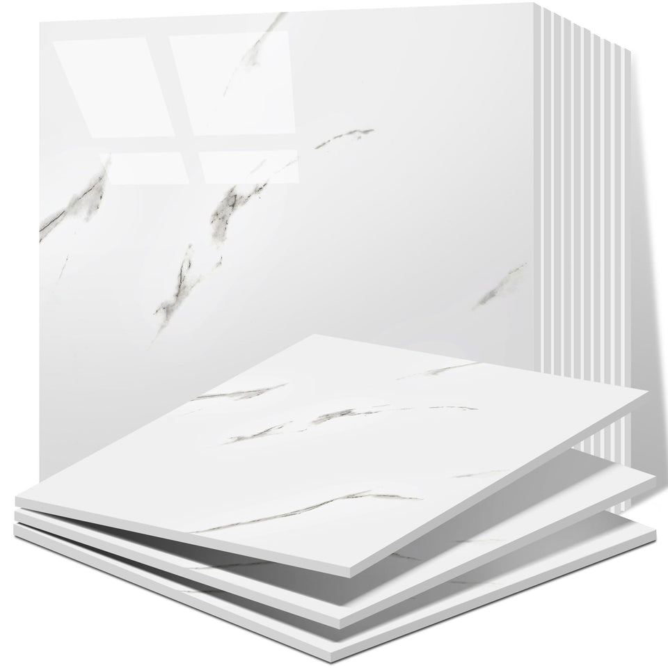 Vieshful marble backsplash tiles provide luxurious kitchen styling and easy cleaning.