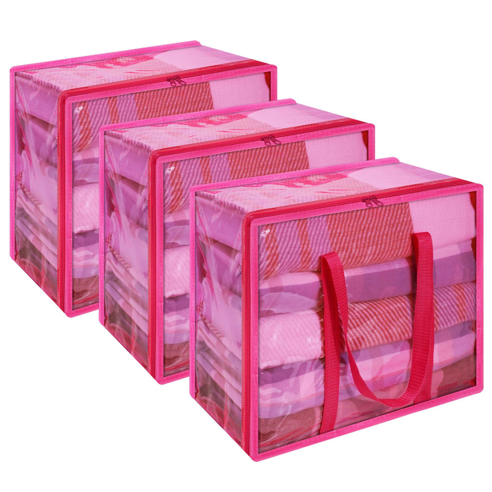 Vieshful pink 40L clear storage bag front view for easy item spotting