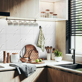 Vieshful self-adhesive backsplash enables quick installation with no tools.